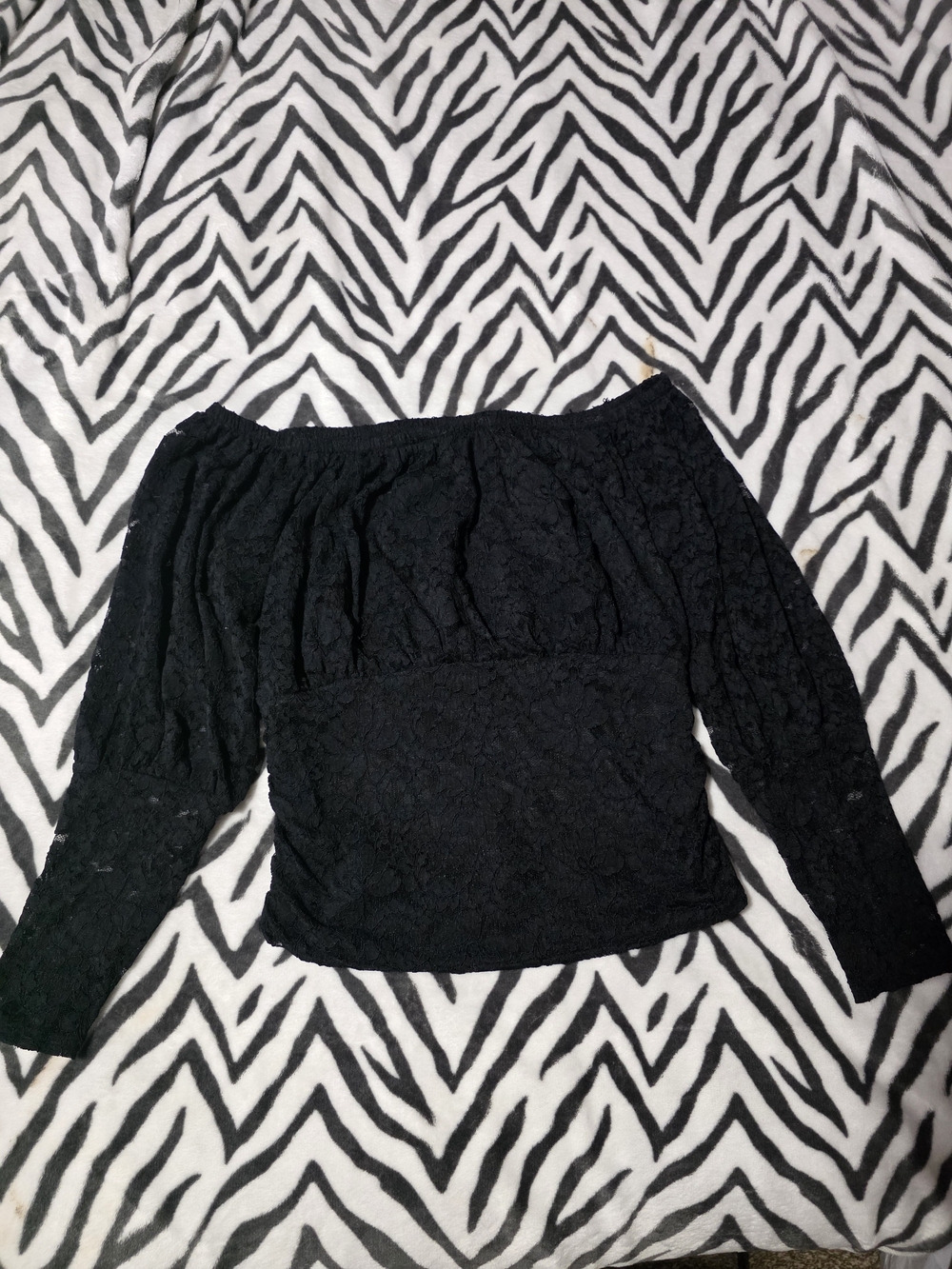 Express Black Lace Off-The-Shoulder Blouse